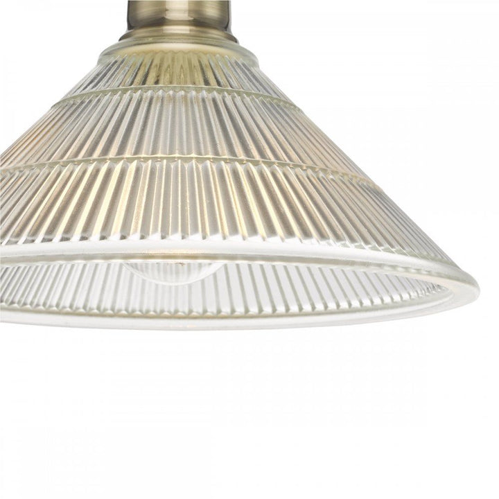 Dar BOY0175 | Boyd 1 Light Flush | Antique Brass with Glass Shade