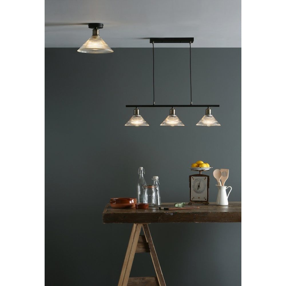 Dar BOY0175 | Boyd 1 Light Flush | Antique Brass with Glass Shade