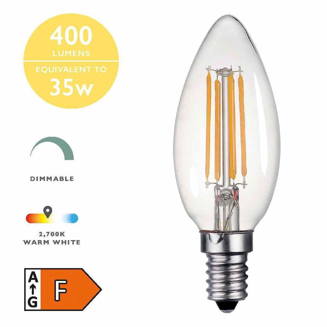 Dar BUL-E14-LED-13-I E14 Candle 4w LED Single Bulb Warm White Dimmable