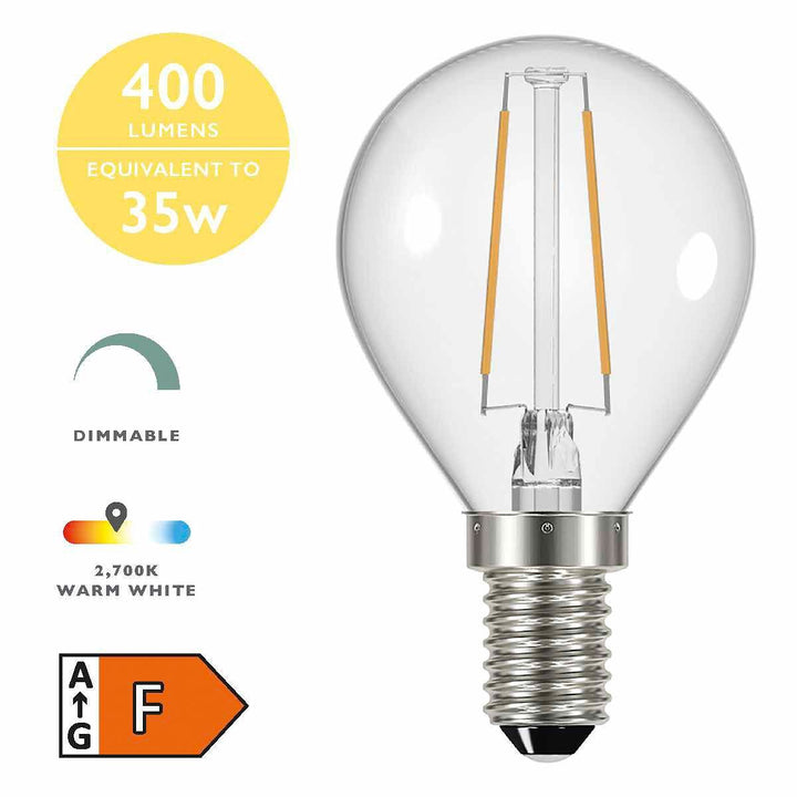 Dar BUL-E14-LED-15-I E14 Golf Ball 4w LED Single Bulb Warm White Dimmable