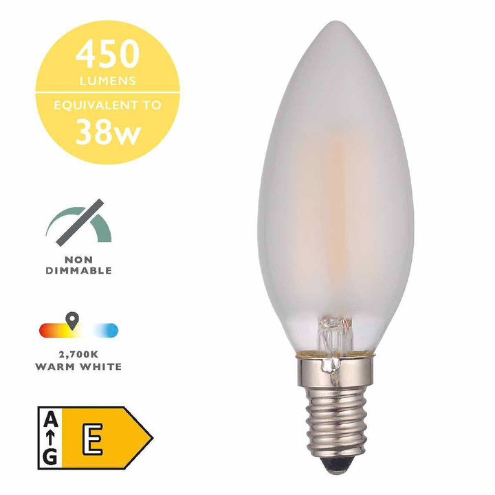 Dar BUL-E14-LED-17-I E14 Candle 4w LED Single Bulb Warm White Non-dimmable