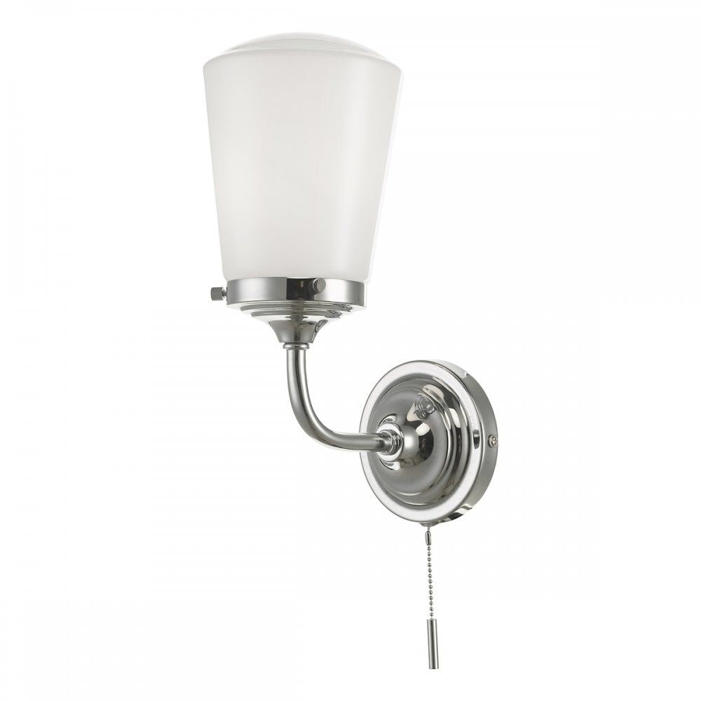 Dar CAD0750 Caden Bathroom Wall Light Polished Chrome Opal Glass