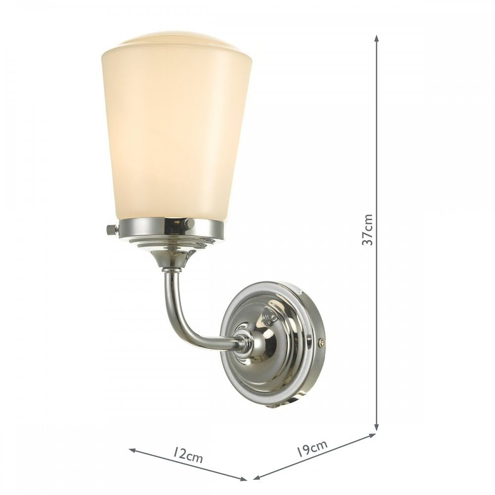 Dar CAD0750 Caden Bathroom Wall Light Polished Chrome Opal Glass