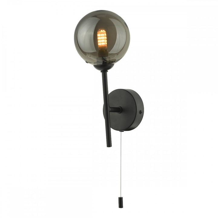 Dar Lighting COH0722-01 | Cohen | 1 Light Wall Light | Matt Black & Smoked Glass