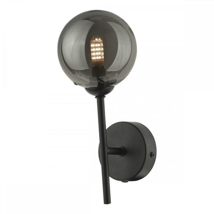 Dar Lighting COH0722-01 | Cohen | 1 Light Wall Light | Matt Black & Smoked Glass