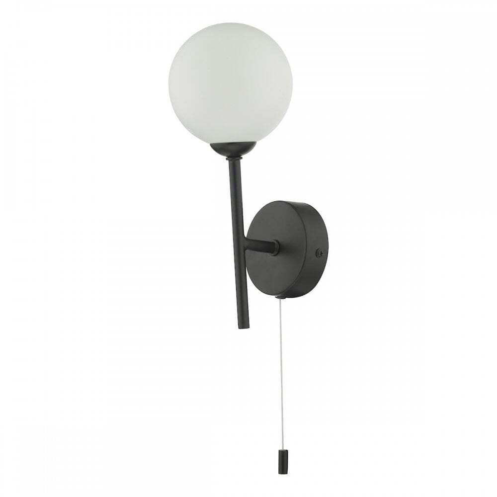 Dar Lighting COH0722-02 | Cohen | 1 Light Wall Light | Matt Black & Opal Glass