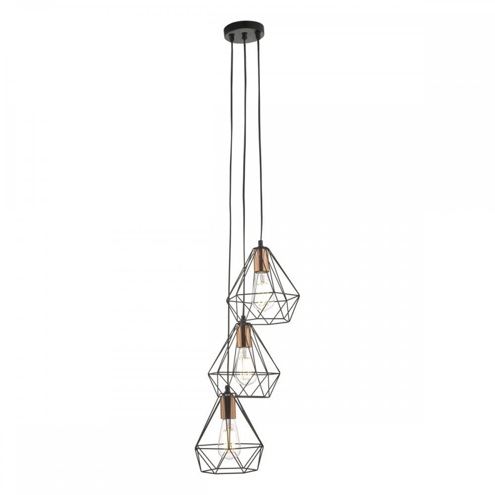 Dar DEY0322 | Deyon | 3 Light | Cluster Pendant | Black & Copper