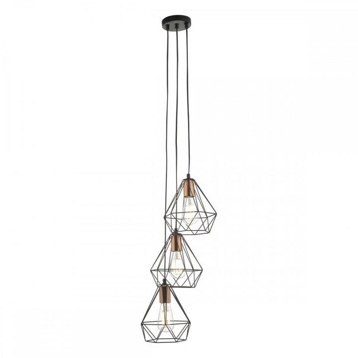 Dar DEY0322 | Deyon | 3 Light | Cluster Pendant | Black & Copper