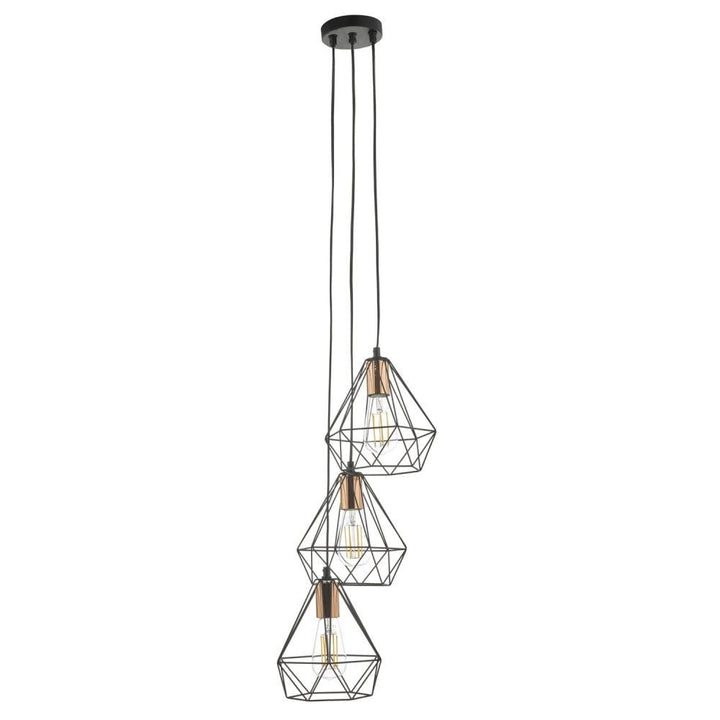 Dar DEY0322 | Deyon | 3 Light | Cluster Pendant | Black & Copper