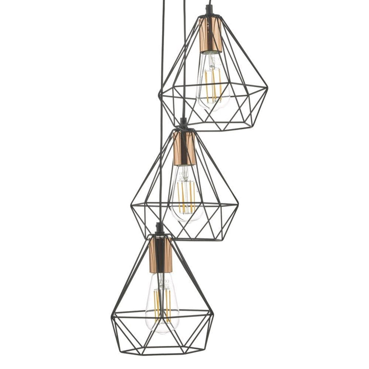 Dar DEY0322 | Deyon | 3 Light | Cluster Pendant | Black & Copper