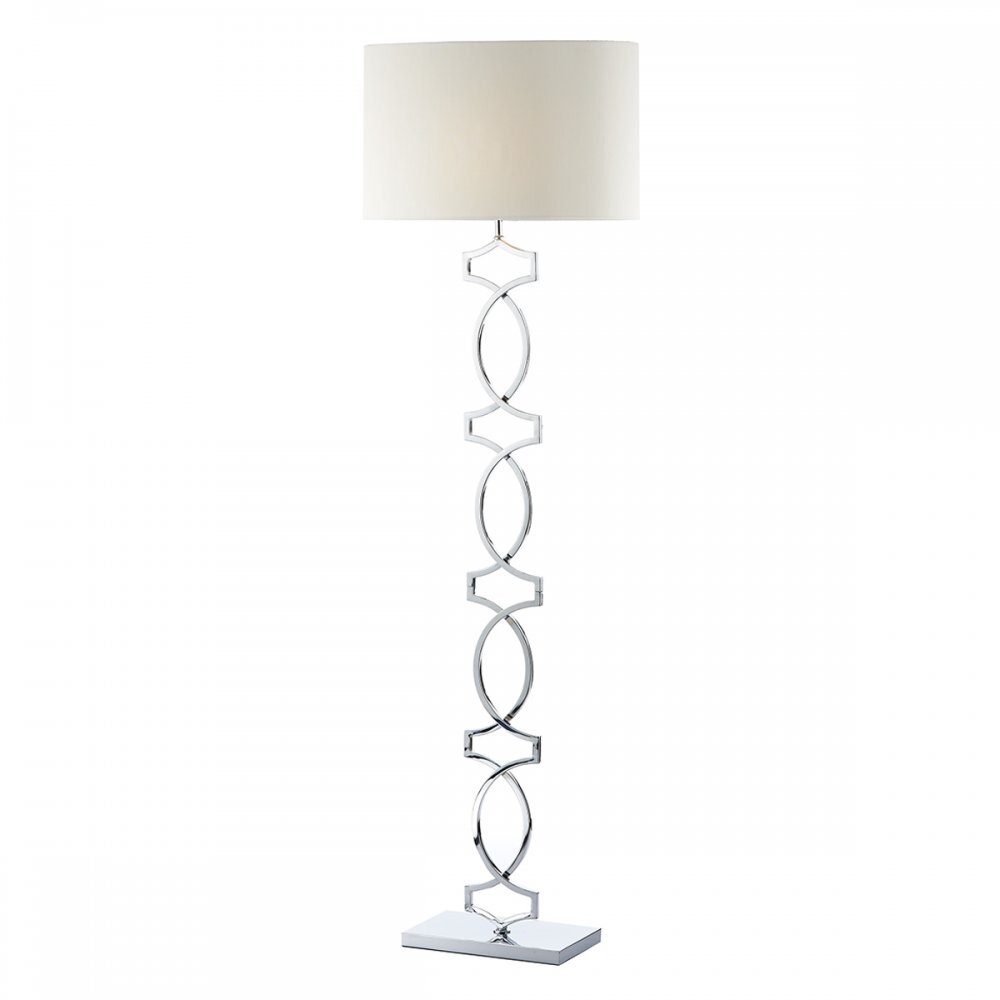 Dar DON4950 | Donovan | Floor Lamp | Polished Chrome | With Faux Silk Shade