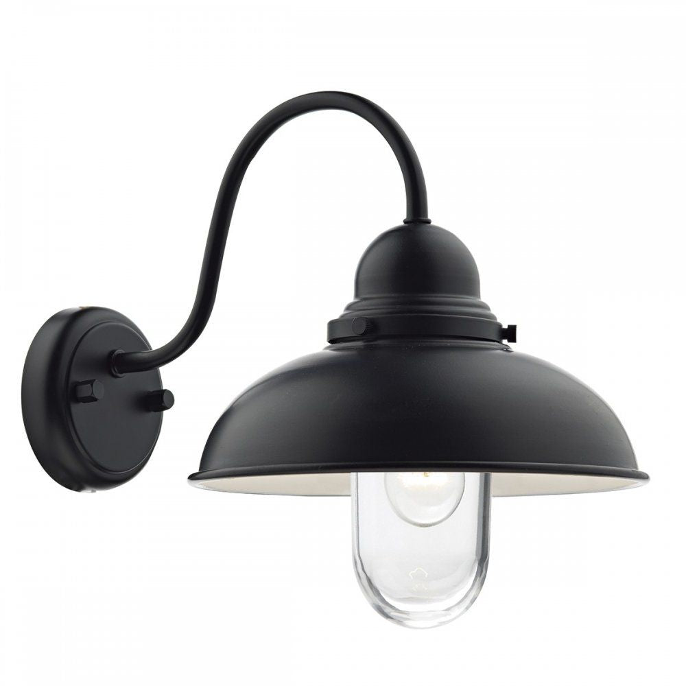 Dar DYN0722 | Dynamo | Outdoor Wall Light | Matt Black Finish | Glass Detail