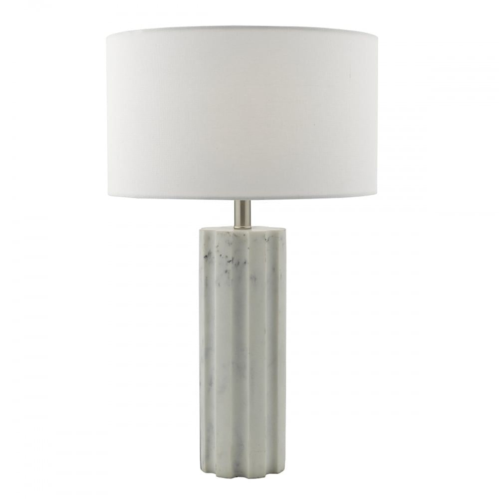 Dar ERE422 | Erebus Table Lamp | Marble Effect | Satin Chrome | White Shade