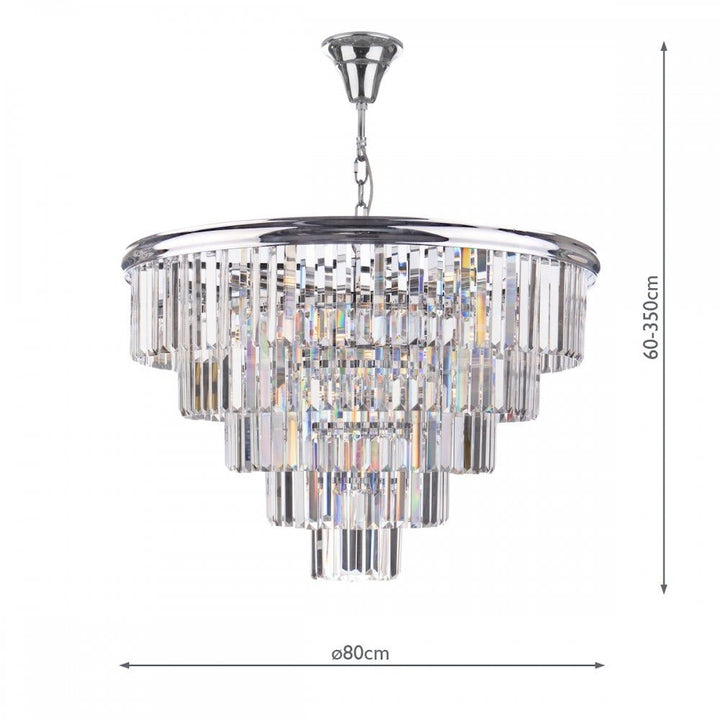 Dar EUL1250 | Eulalia | 12 Light Chandelier | Polished Chrome Crystal