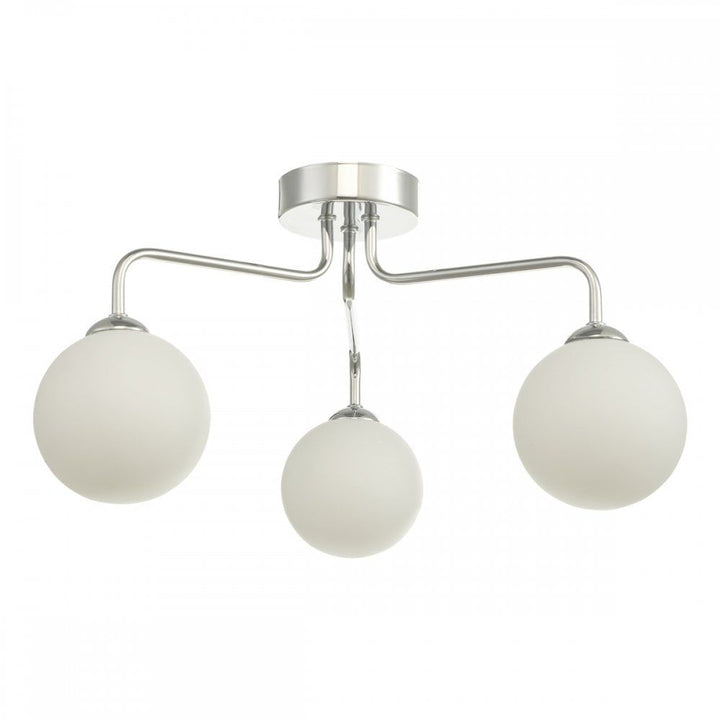 Dar FEY0350-02 | Feya | 3-Light Semi Flush Ceiling Light | Polished Chrome | Opal Glass