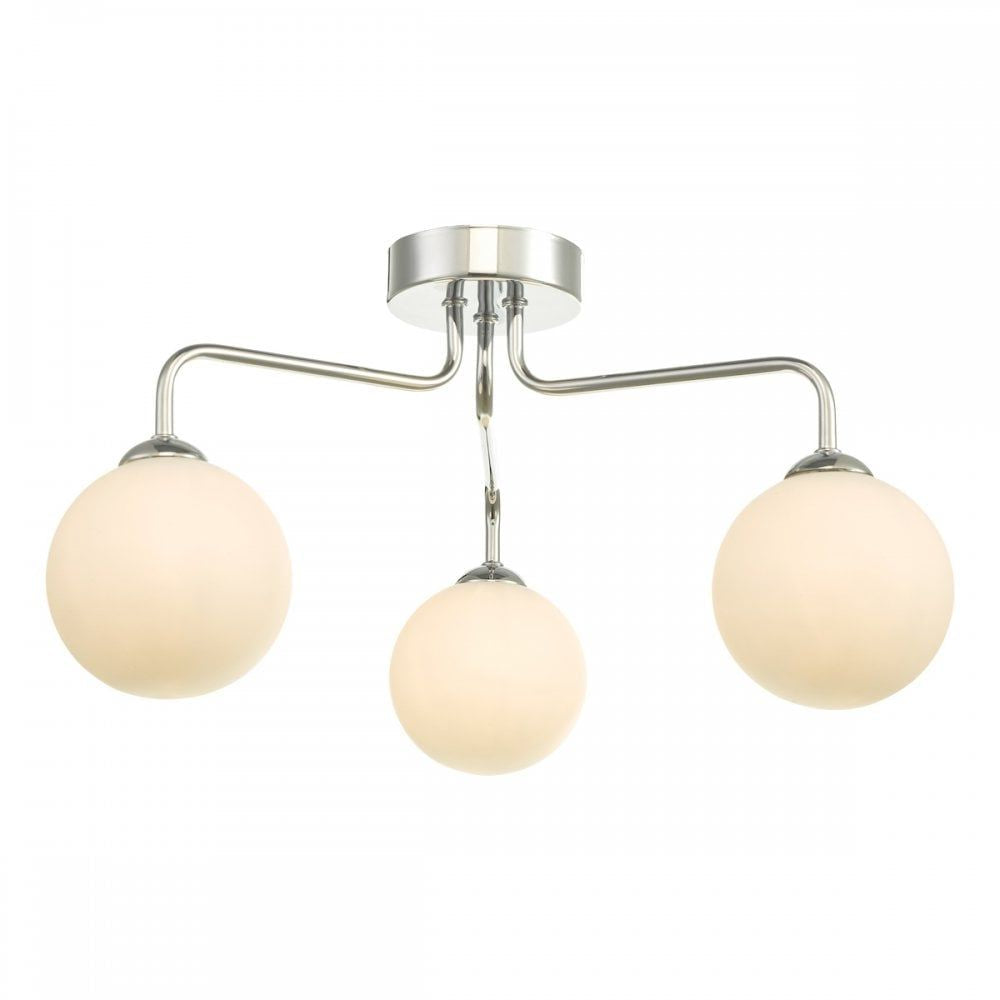 Dar FEY0350-02 | Feya | 3-Light Semi Flush Ceiling Light | Polished Chrome | Opal Glass