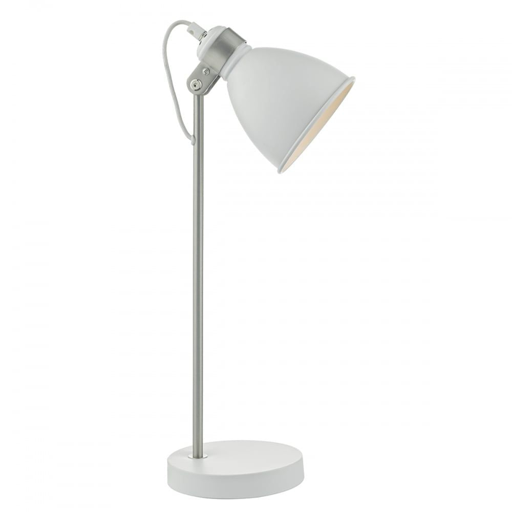 Dar FRE4202 Frederick Table Lamp White/ Satin Chrome