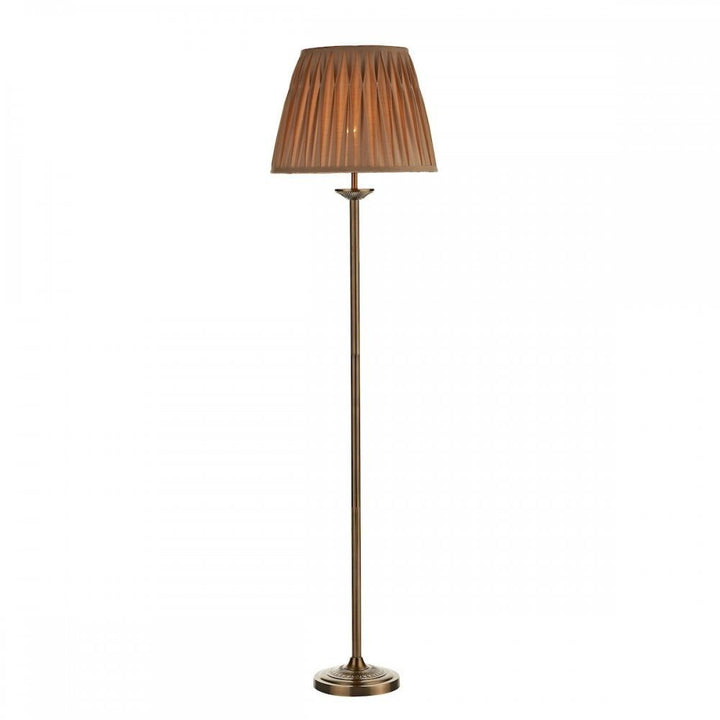 Dar HAT4975 Hatton Floor Lamp Antique Brass With Shade