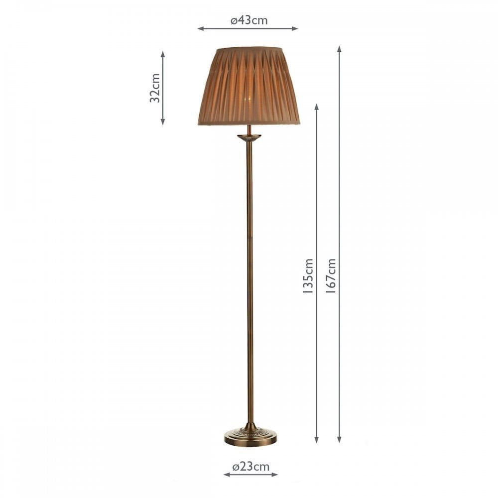 Dar HAT4975 Hatton Floor Lamp Antique Brass With Shade
