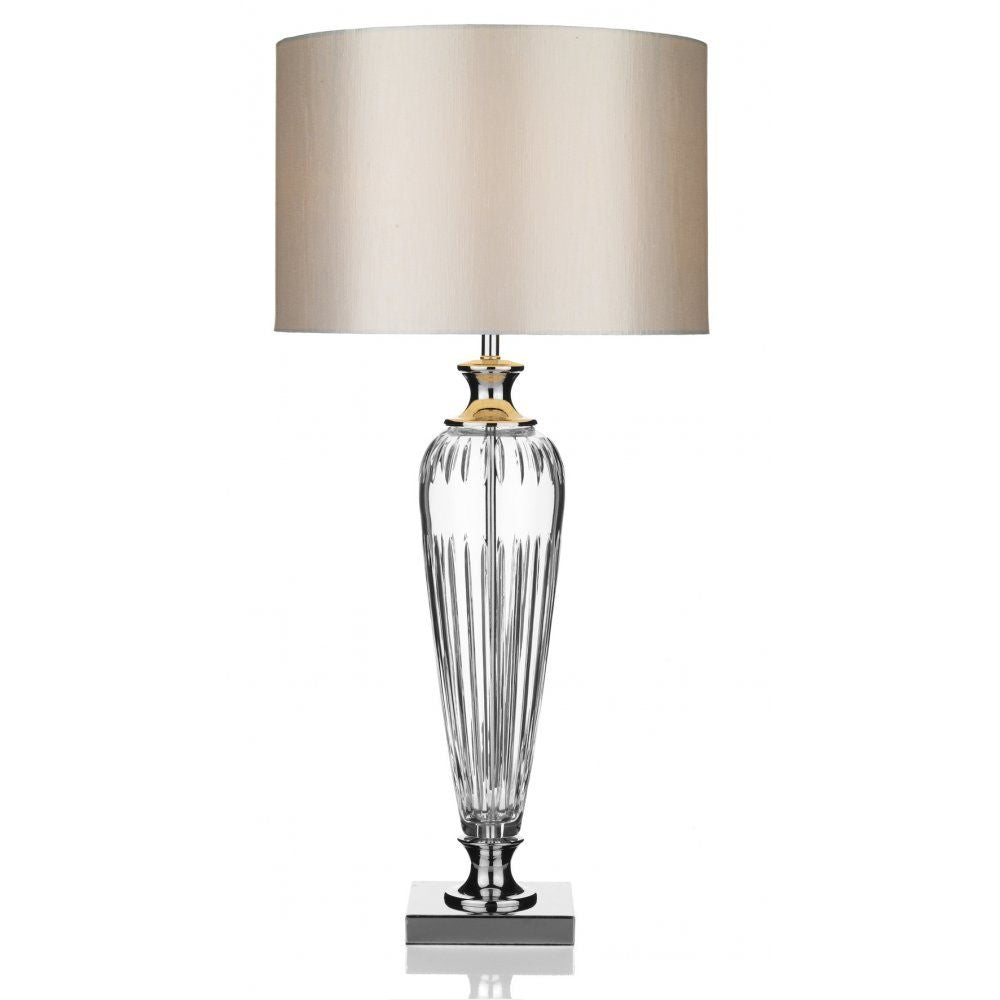 Dar HIN4208 | Hinton Table Lamp | Crystal & Polished Chrome