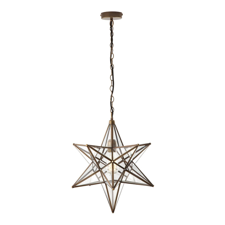 Dar ILA8675 | Ilario Large Star Pendant | Antique Brass and Glass