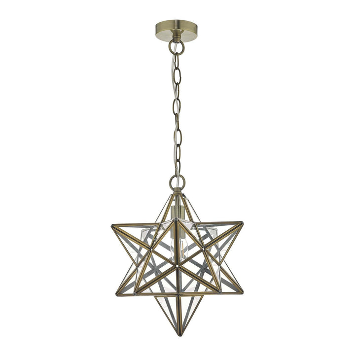 Dar ILA8675 | Ilario Large Star Pendant | Antique Brass and Glass