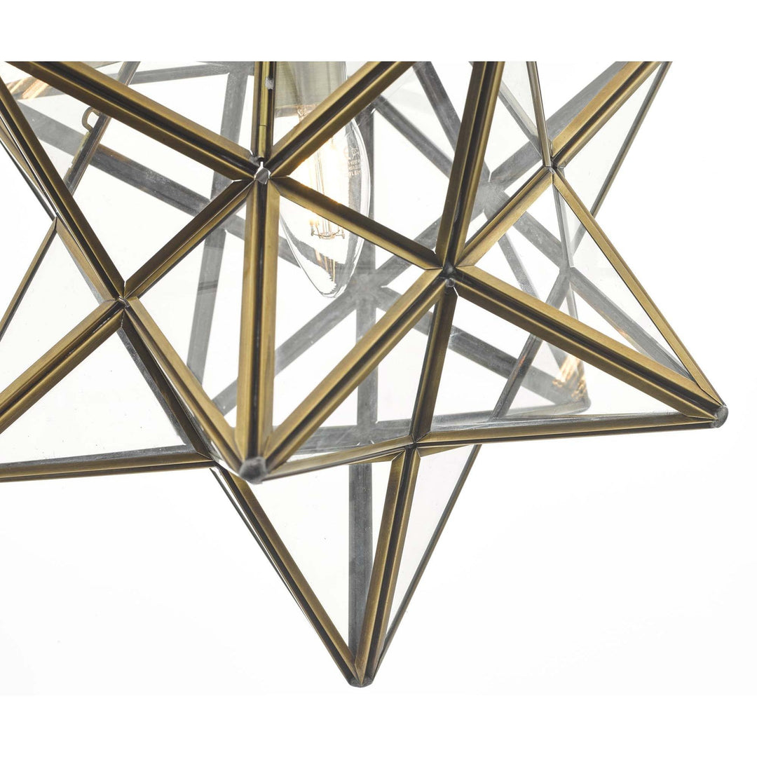 Dar ILA8675 | Ilario Large Star Pendant | Antique Brass and Glass