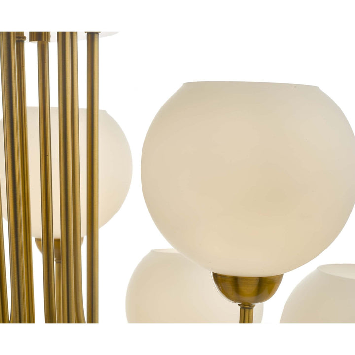 Dar IND1335 | Indra Pendant | 9 Light | Natural Brass and Opal Glass
