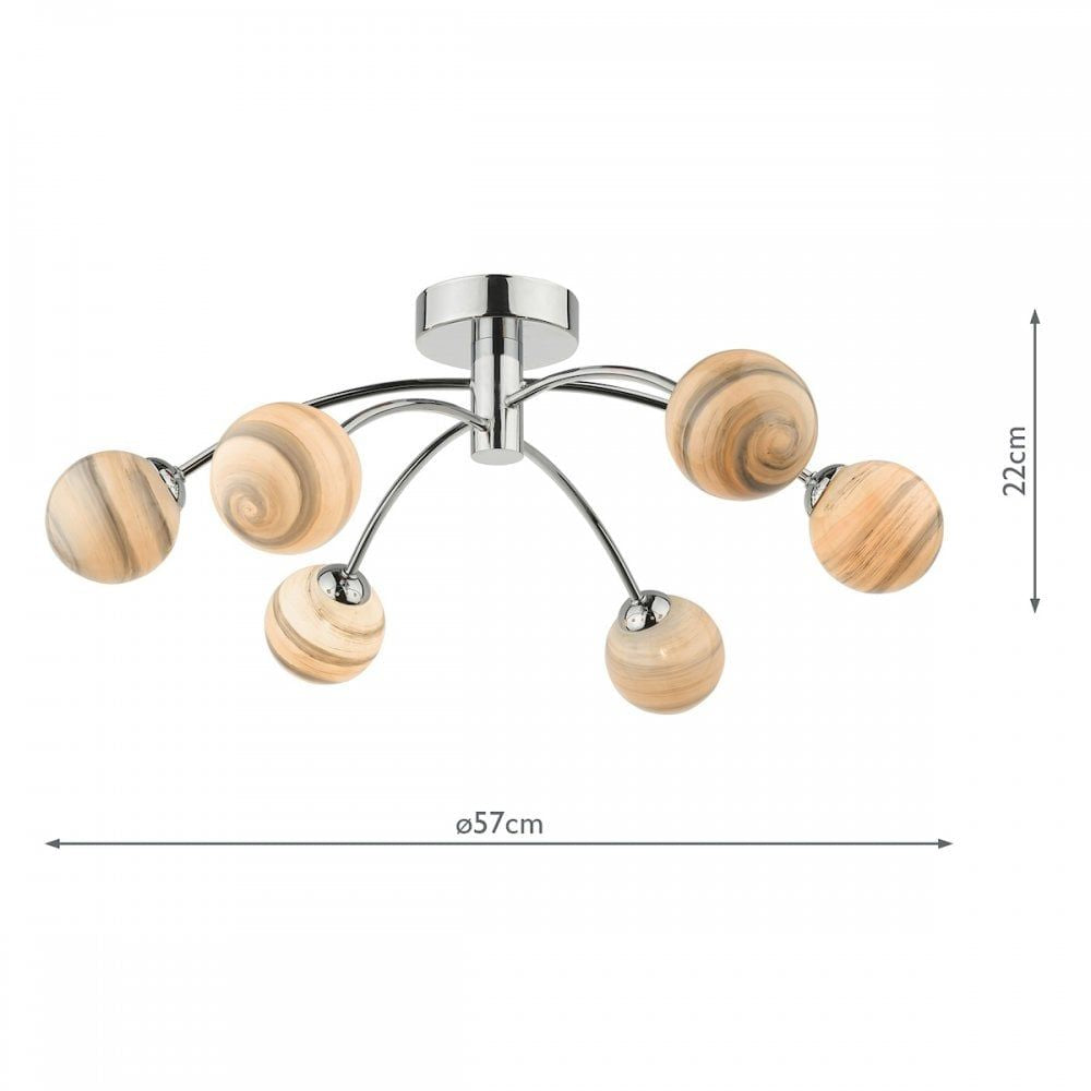 Dar IZZ0650-07 | Izzy Semi-Flush Light | Chrome with Swirl Glass