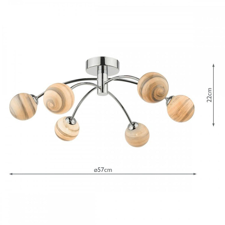 Dar IZZ0650-07 | Izzy Semi-Flush Light | Chrome with Swirl Glass