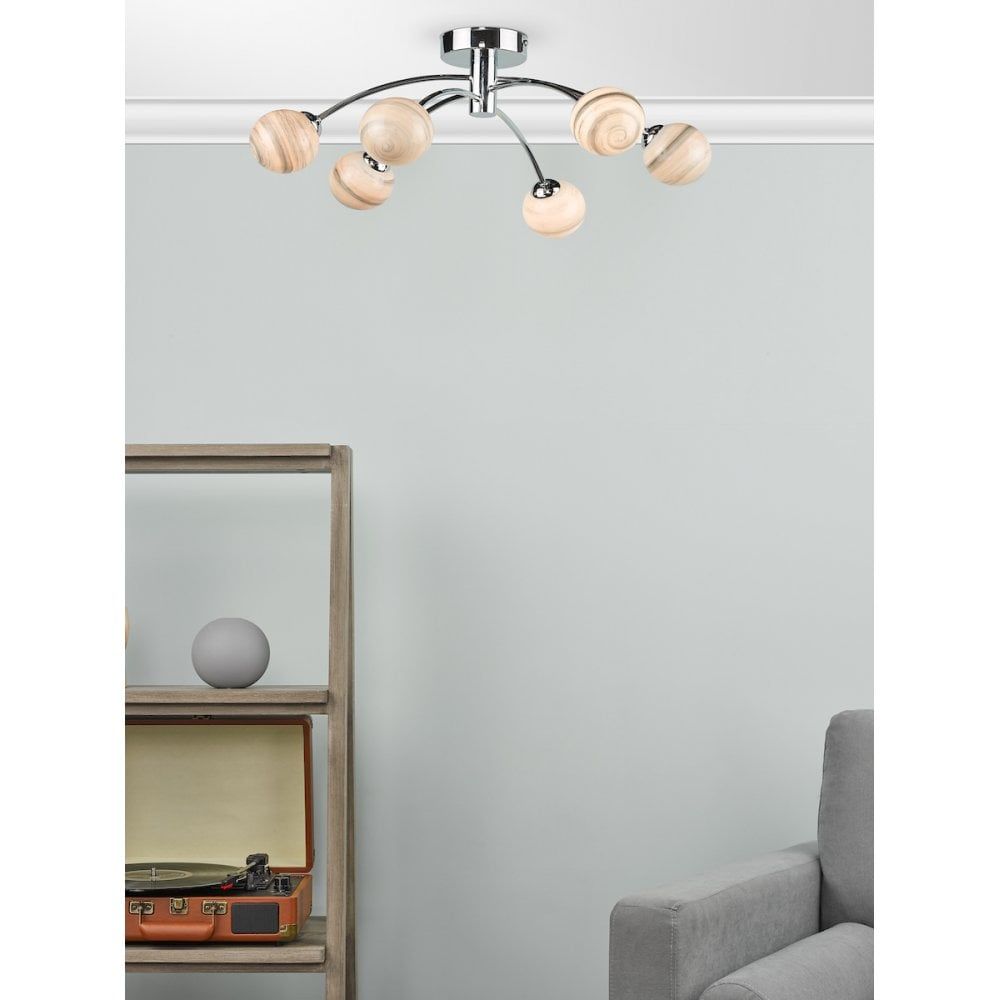 Dar IZZ0650-07 | Izzy Semi-Flush Light | Chrome with Swirl Glass