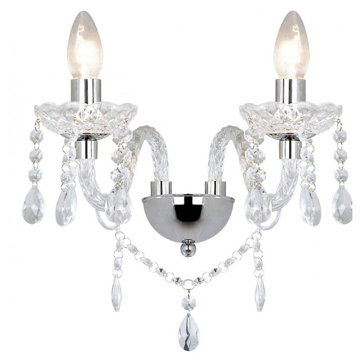 Dar KAT0950 | Katie | 2-Light Wall Light | Polished Chrome