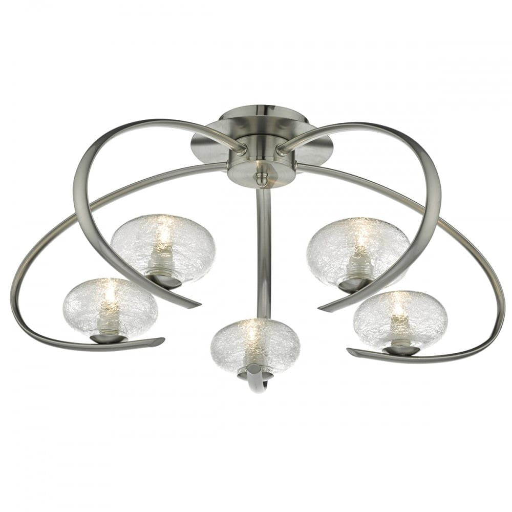 Dar LEI5446 | Leighton 5 Light Semi Flush | Satin Chrome