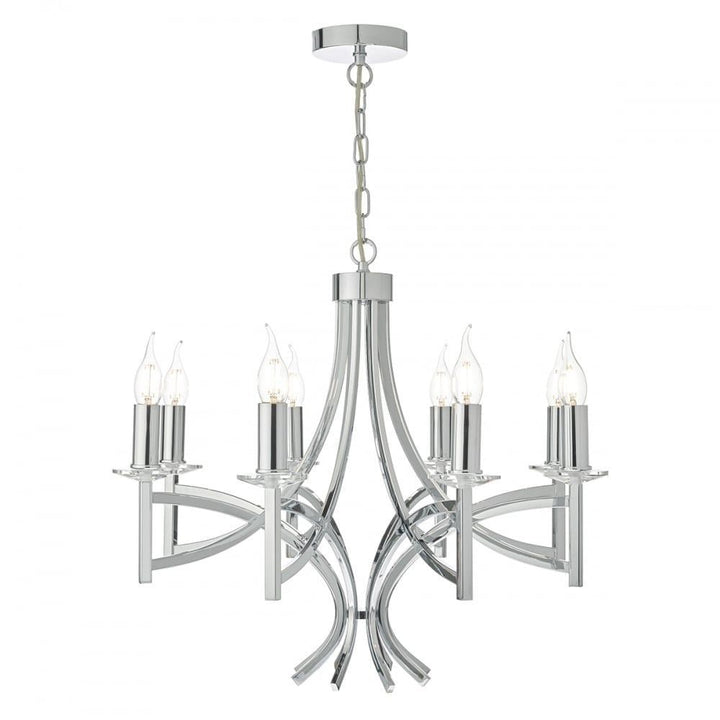 Dar LYO0850 | Lyon 8-Light Pendant | Polished Chrome & Crystal Elegance