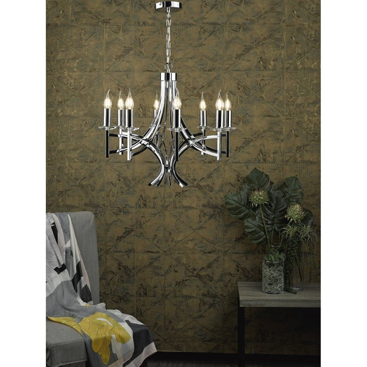 Dar LYO0850 | Lyon 8-Light Pendant | Polished Chrome & Crystal Elegance