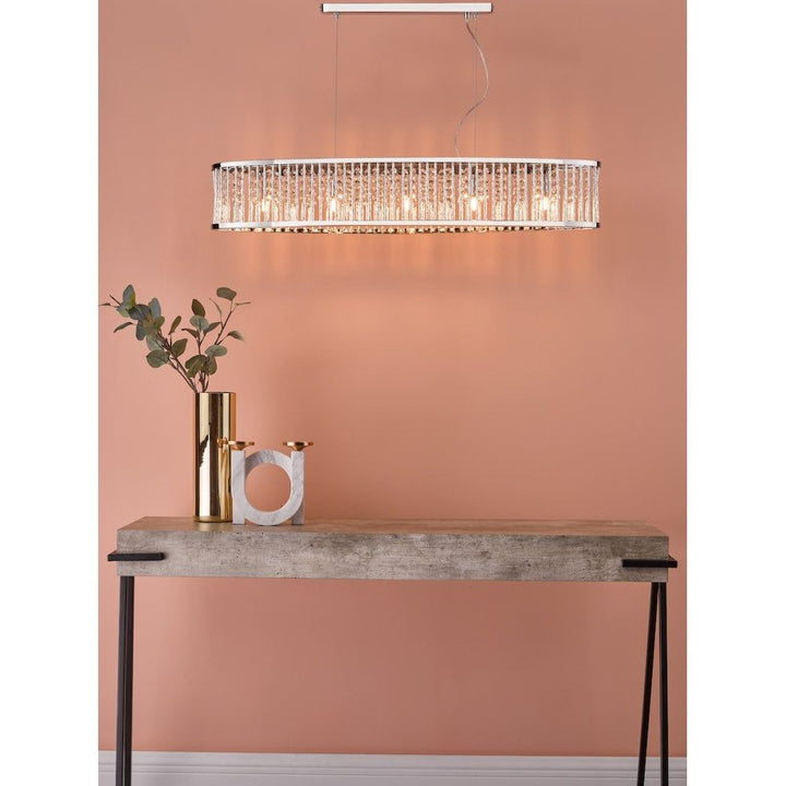 Dar NAN6268 Nantes 5 Light Bar Pendant Polished Chrome Aluminium