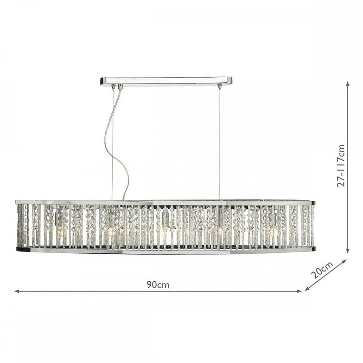 Dar NAN6268 Nantes 5 Light Bar Pendant Polished Chrome Aluminium