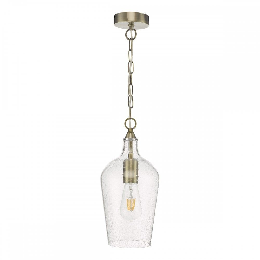 Dar NID0175 | Nida Pendant | Antique Brass & Seeded Glass