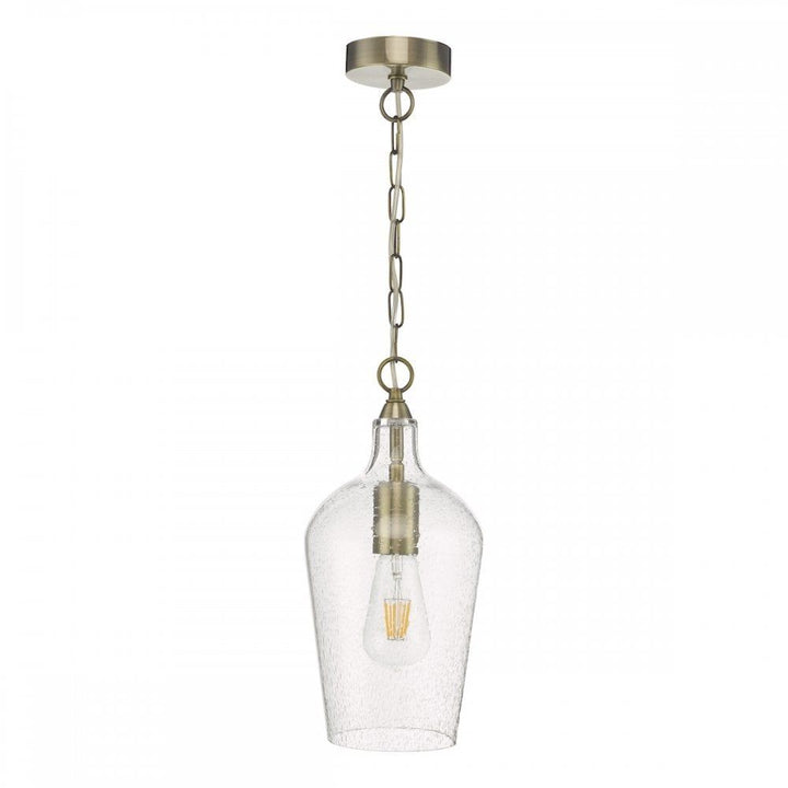 Dar NID0175 | Nida Pendant | Antique Brass & Seeded Glass