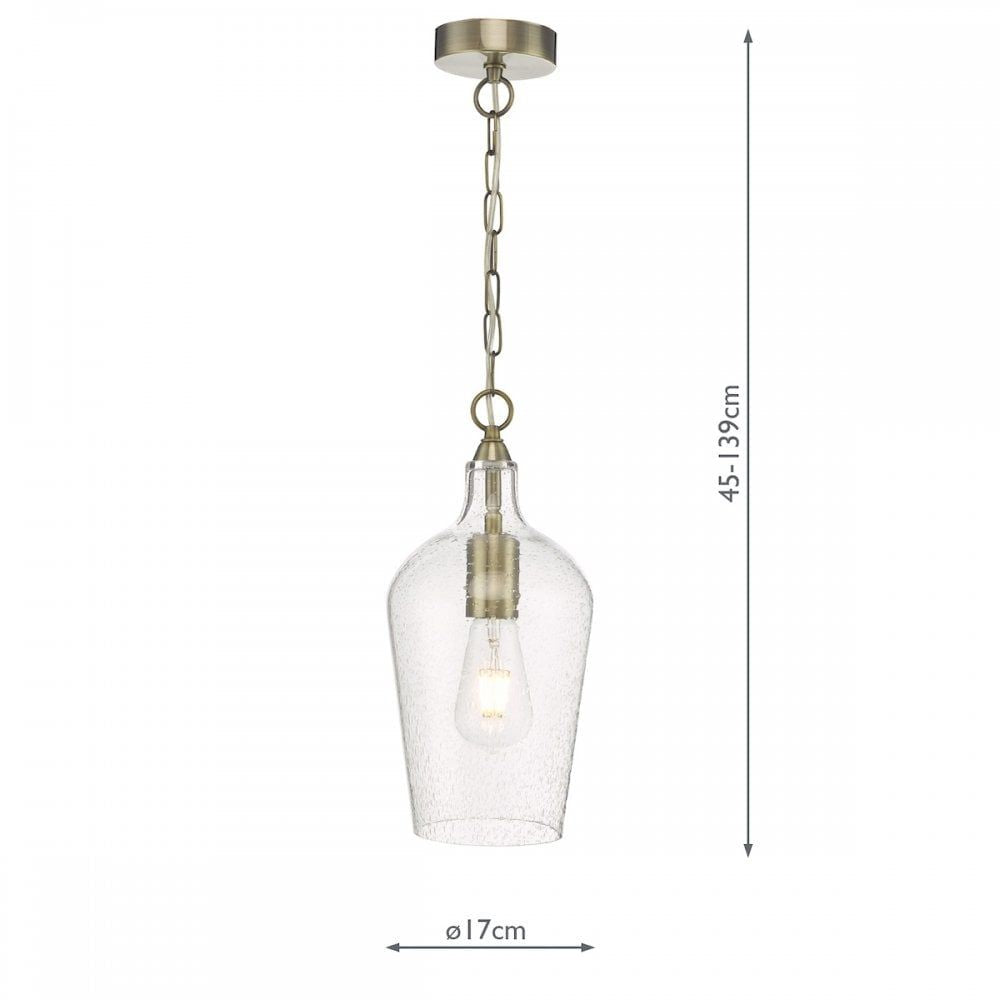 Dar NID0175 | Nida Pendant | Antique Brass & Seeded Glass