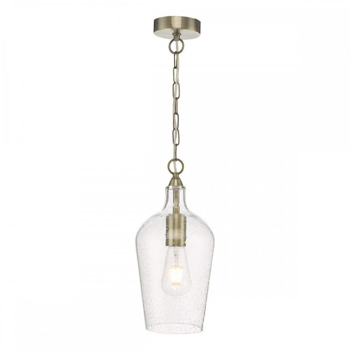 Dar NID0175 | Nida Pendant | Antique Brass & Seeded Glass