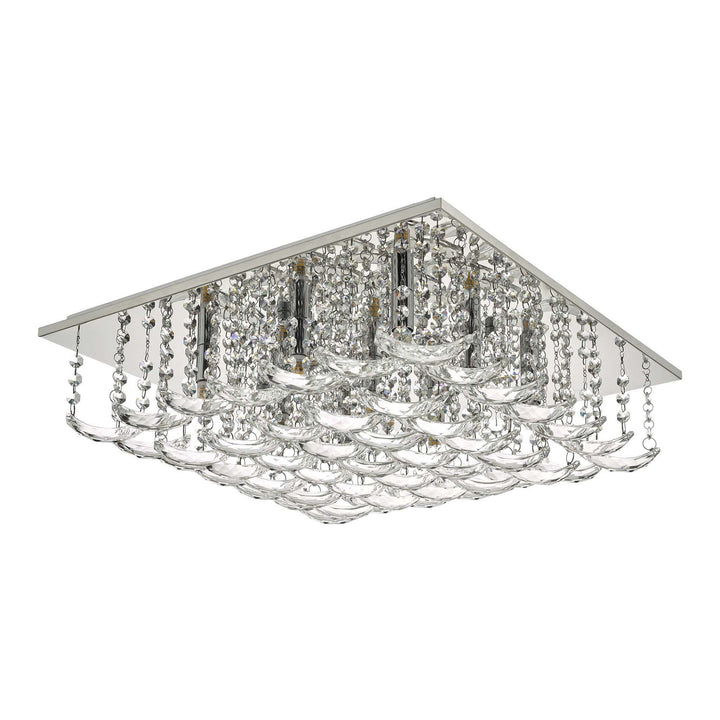 Dar ORE1350 | Orella 9 Light Flush | Polished Chrome & Crystal Elegance