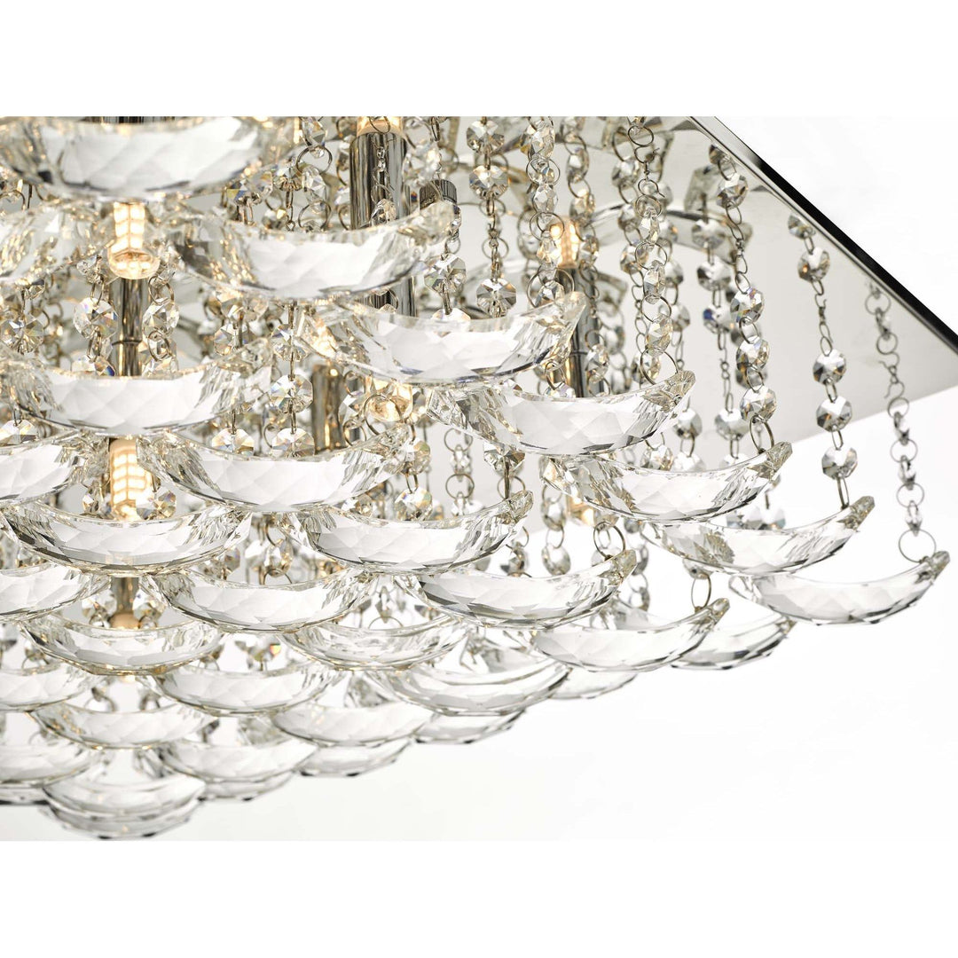 Dar ORE1350 | Orella 9 Light Flush | Polished Chrome & Crystal Elegance