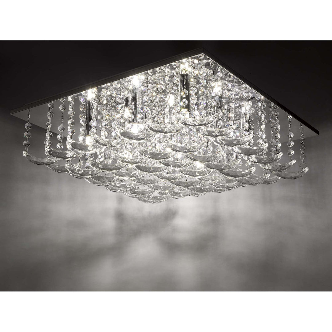 Dar ORE1350 | Orella 9 Light Flush | Polished Chrome & Crystal Elegance