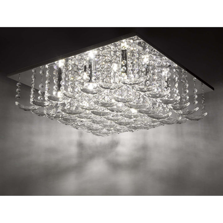 Dar ORE1350 | Orella 9 Light Flush | Polished Chrome & Crystal Elegance