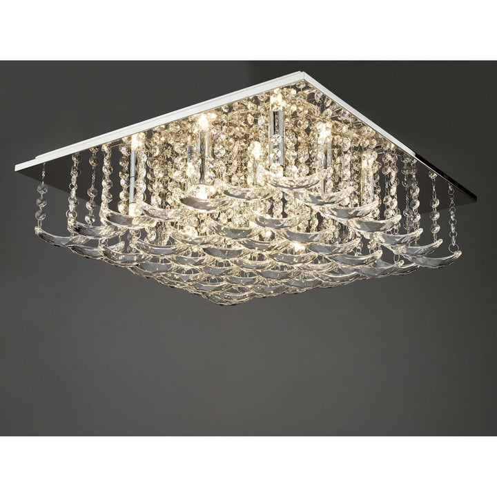 Dar ORE1350 | Orella 9 Light Flush | Polished Chrome & Crystal Elegance