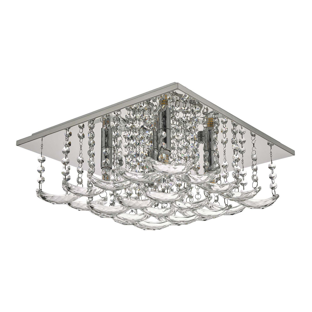 Dar ORE5450 | Orella 5 Light Flush | Polished Chrome & Crystal Charm