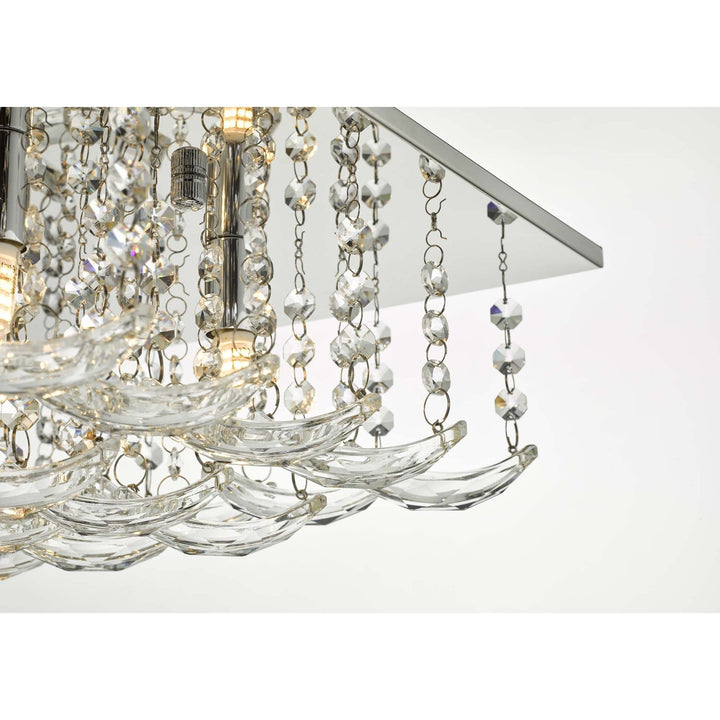 Dar ORE5450 | Orella 5 Light Flush | Polished Chrome & Crystal Charm