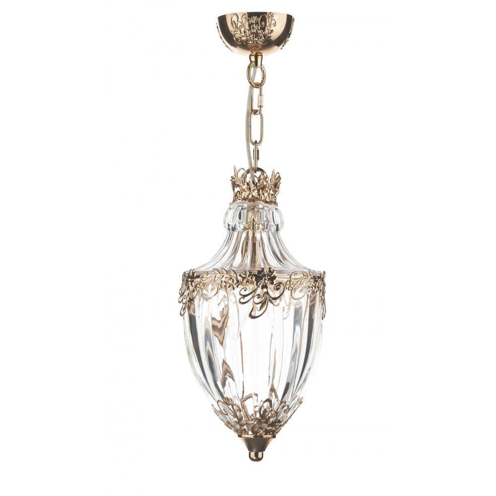 Dar OTT0135 | Ottoman Pendant | French Gold & Glass