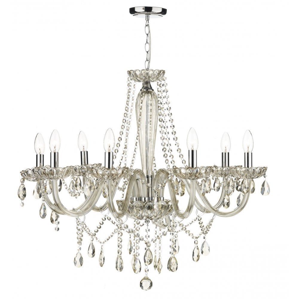 Dar RAP0806 | Raphael 8-Light Chandelier | Champagne Crystal Grandeur